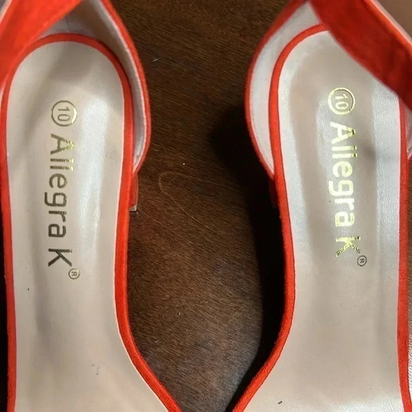 Allegra K Ankle Strap Open Toe Chunky Heels Sandals Orange size 10 - Picture 5 of 6